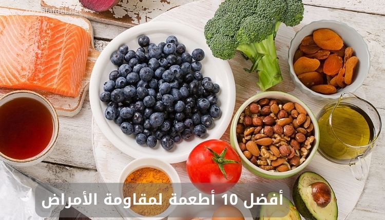 صورة بها عدد من الأطعمة الصحية ضمن الحديث عن أفضل 10 أطعمة لمقاومة الأمراض